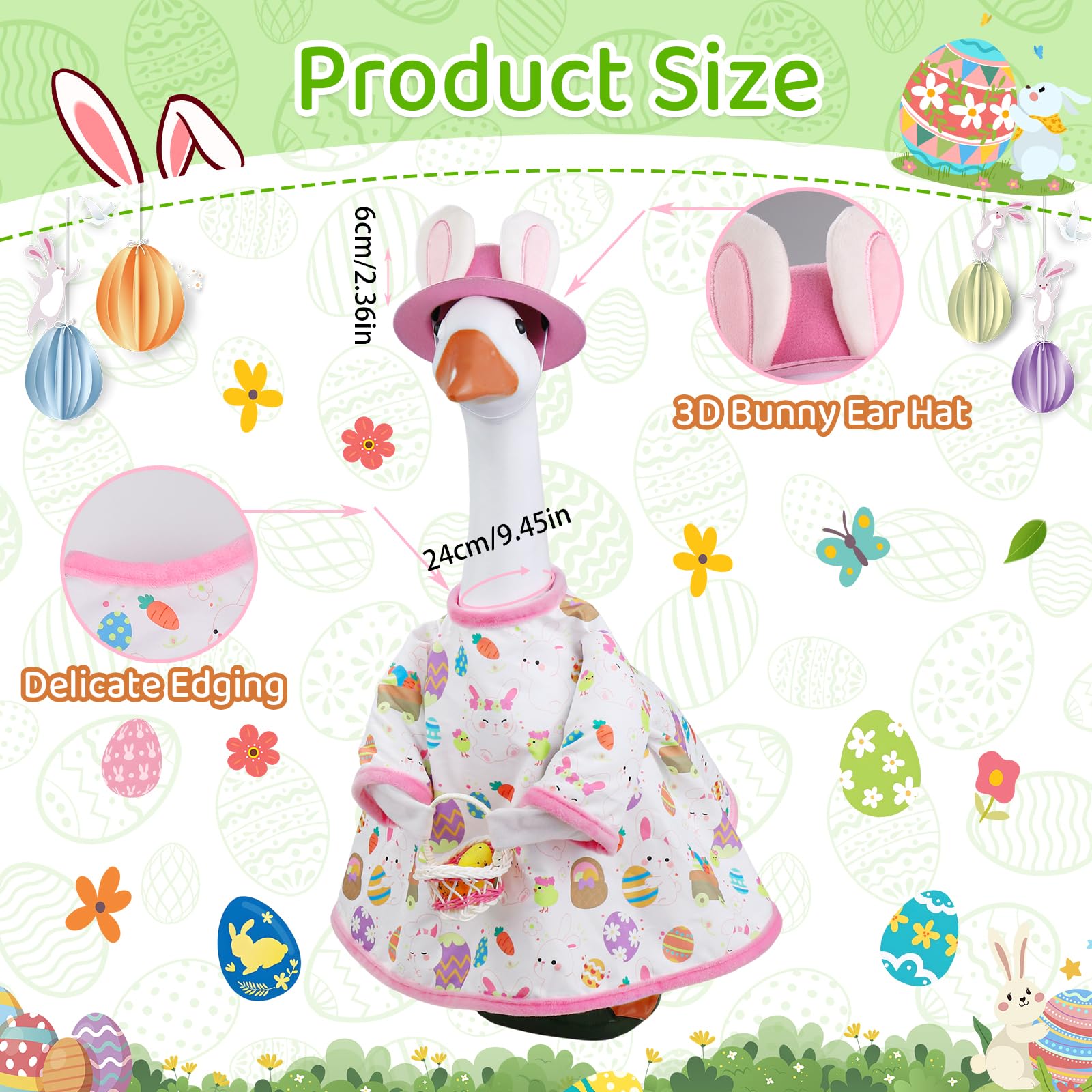 Kanmeii pink printed dress for Easter goose, adds bright, playful spring vibes.