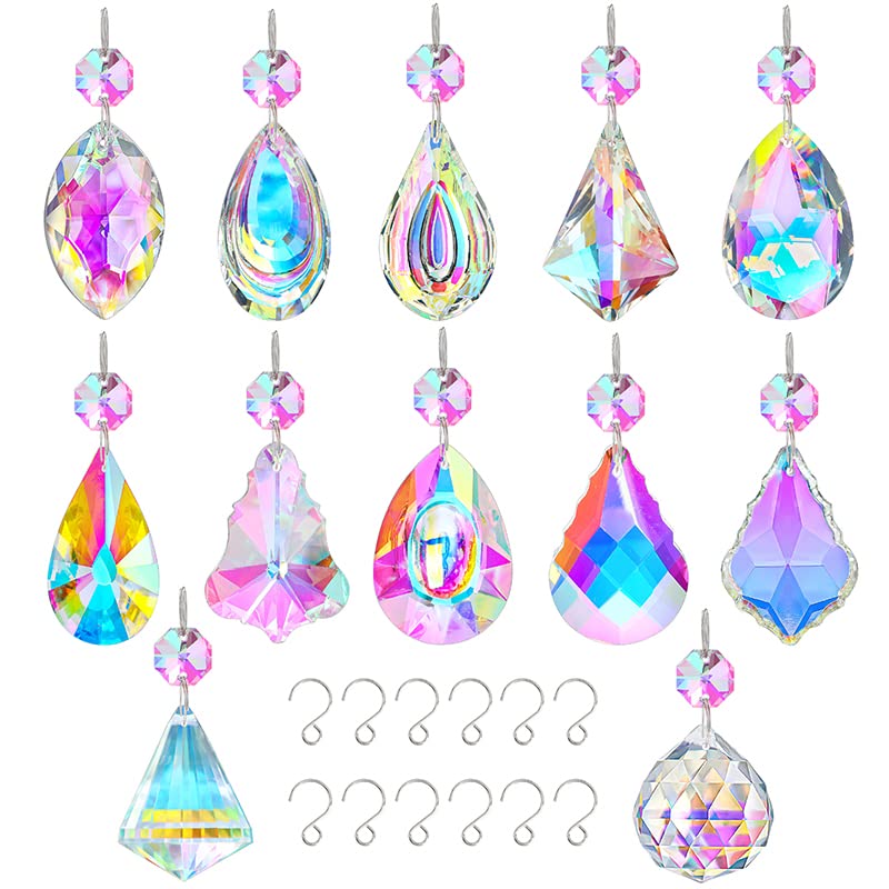Kanpura 12-pc crystal sun catcher set with radiant rainbow displays.