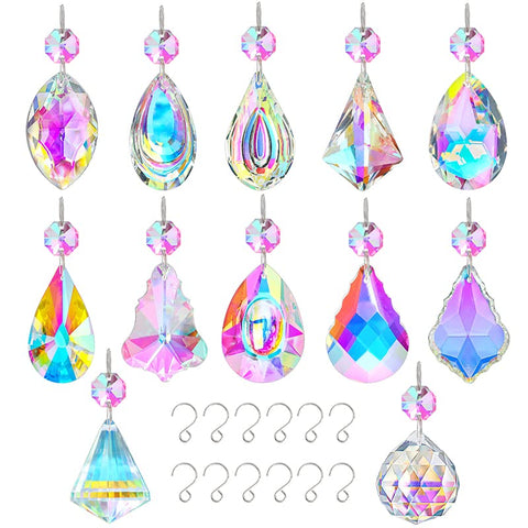 Kanpura 12-pc crystal sun catcher set with radiant rainbow displays.
