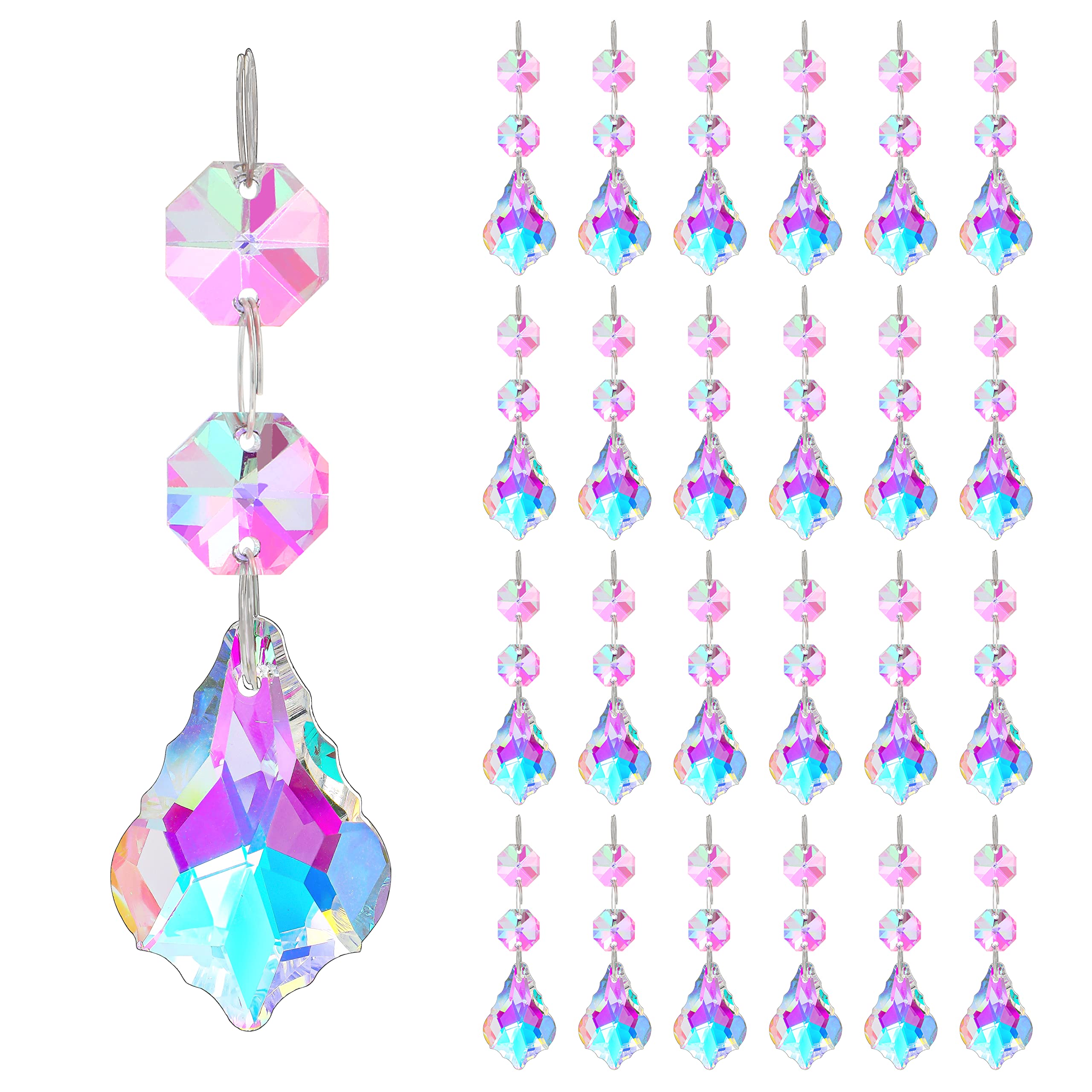 Kanpura 25pcs maple leaf prisms catch sunlight creating rainbow colors for windows