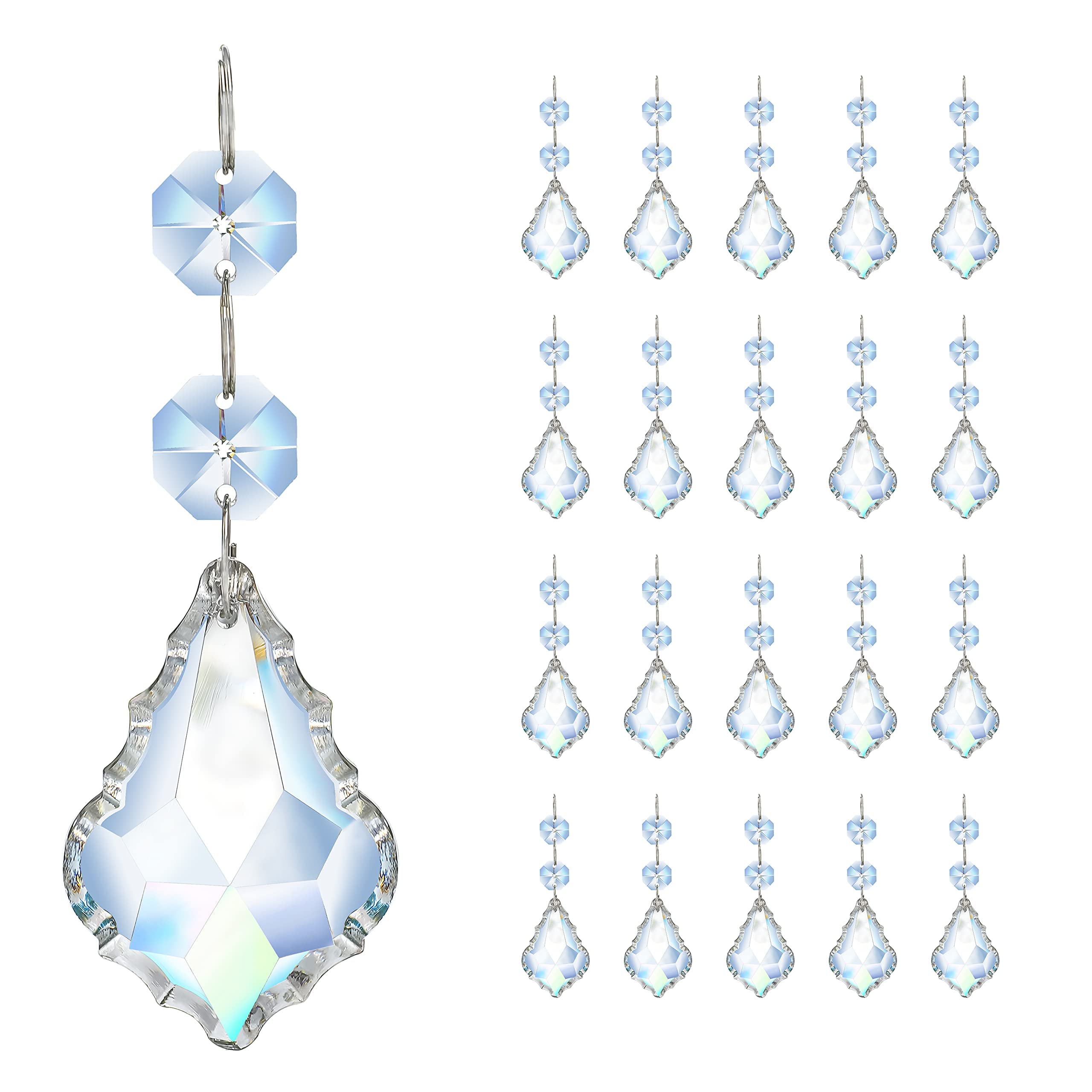 Kanpura clear maple leaf prism 50mm brightens chandeliers with sparkling reflections.