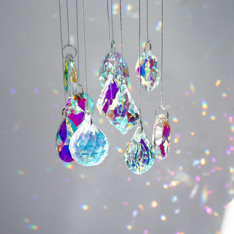 Kanpura crystal prisms for chandeliers add sparkle when hung.