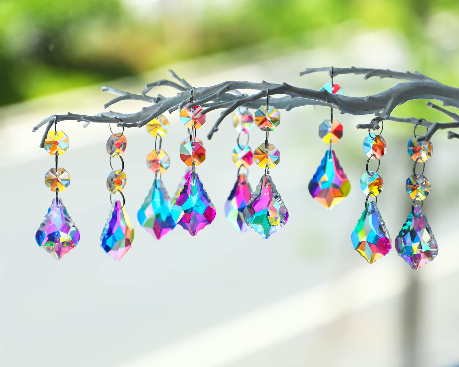 Kanpura maple leaf prism connector pendant with metal jump rings