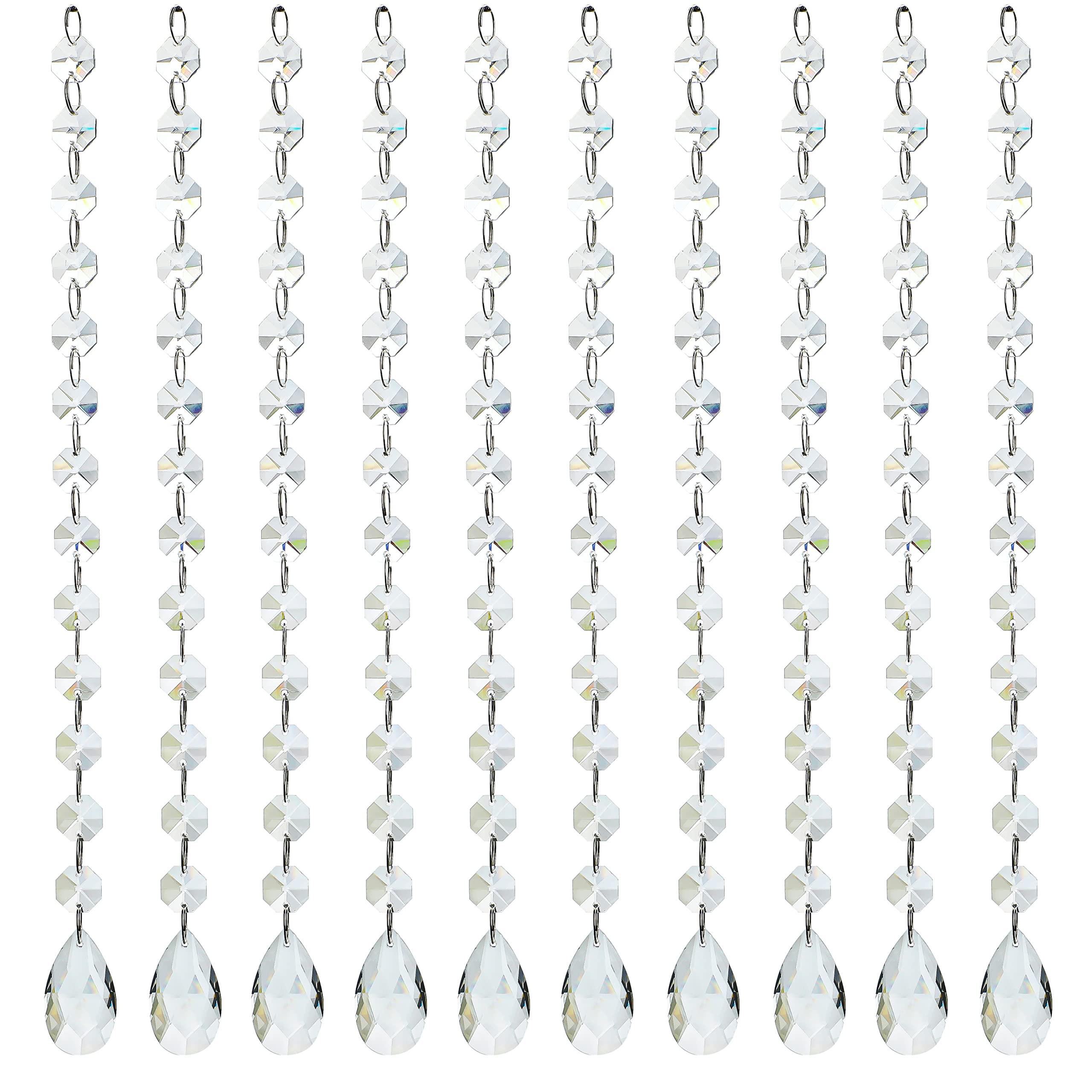 KANPURA teardrop crystal 38mm pendant creates brilliant rainbow reflections for chandeliers.