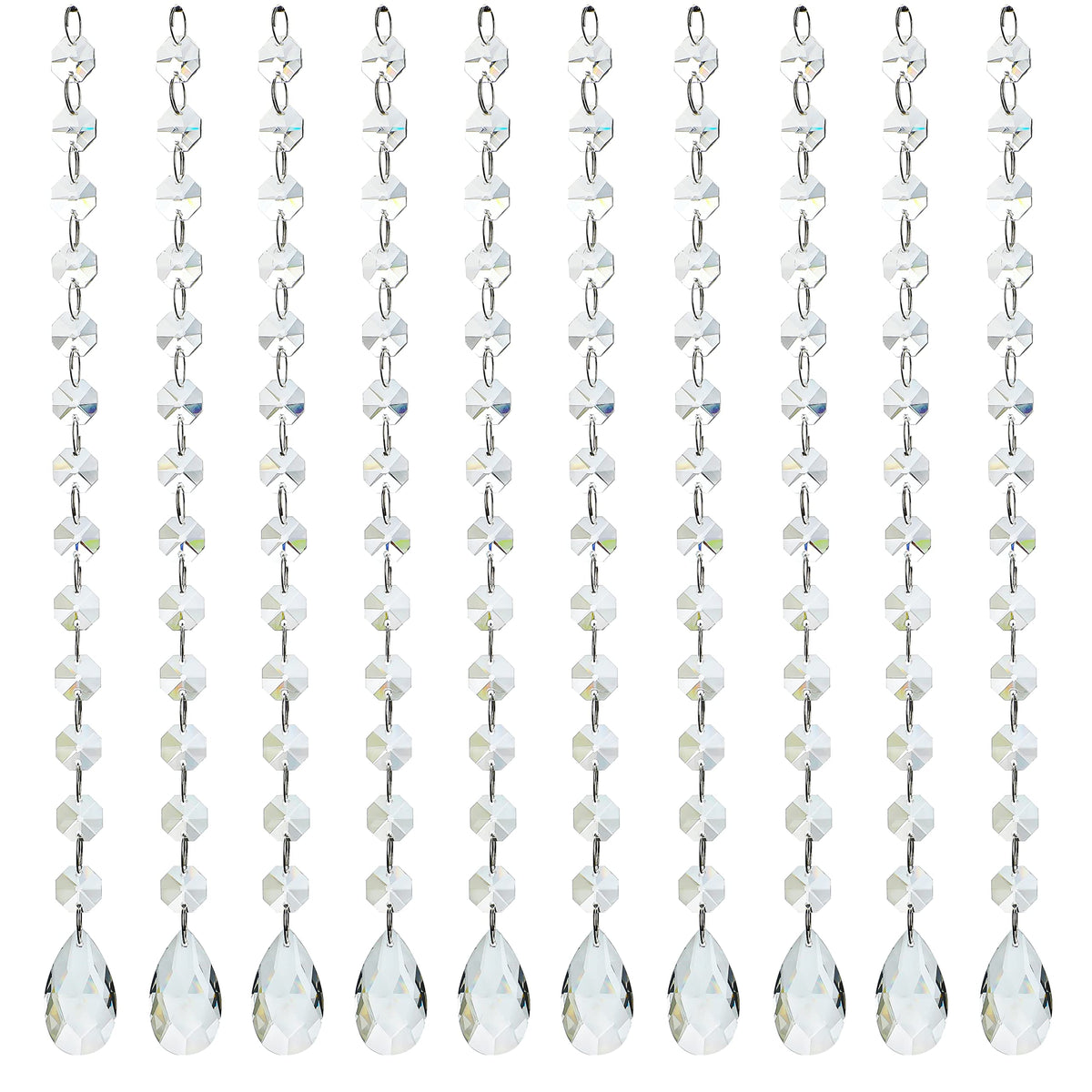 KANPURA teardrop crystal 38mm pendant creates brilliant rainbow reflections for chandeliers.