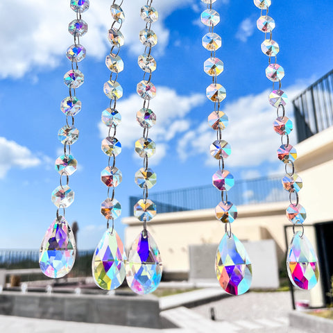 KANPURA crystals measure 38 mm main drops and 12.7 inches total hang for dramatic display