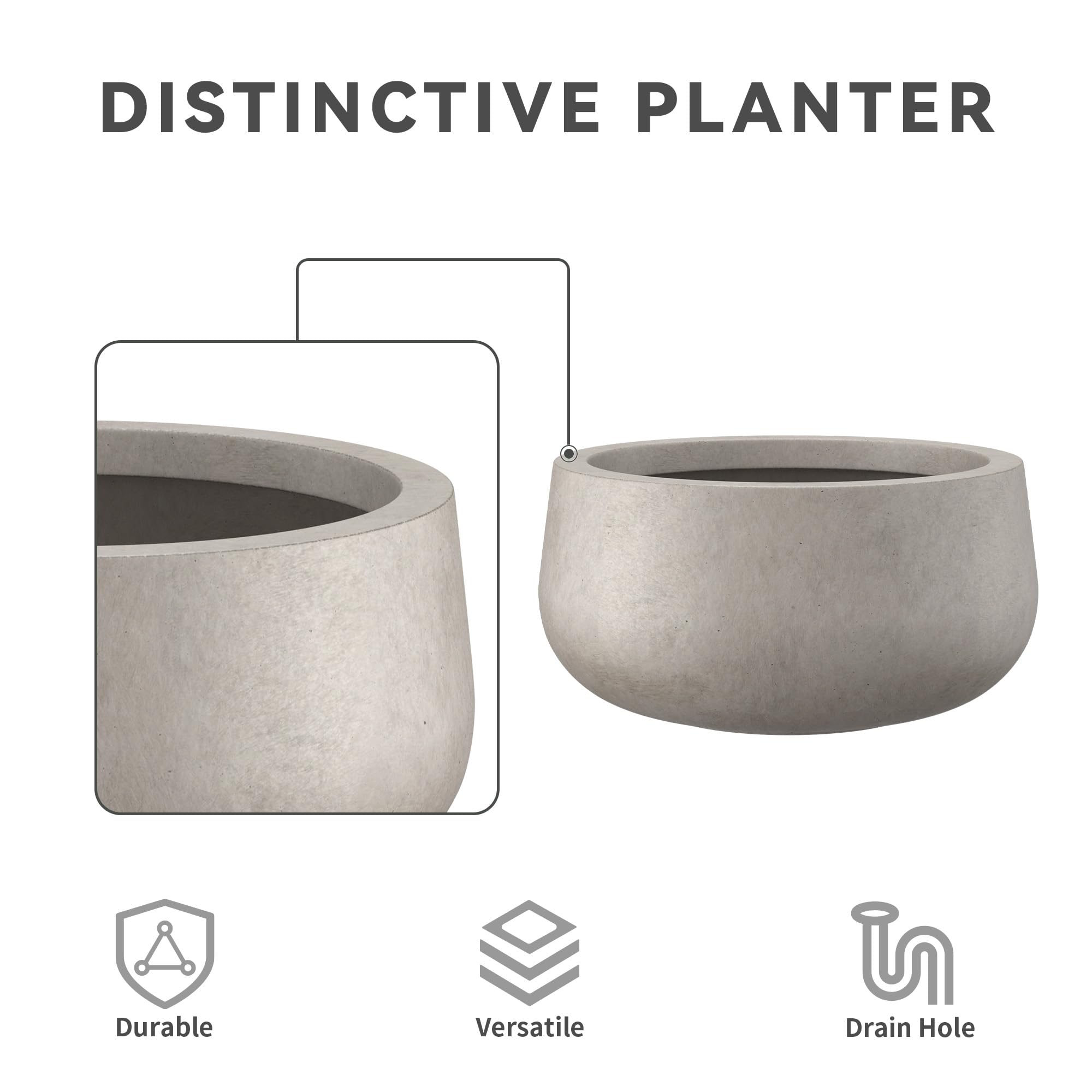 Kante concrete planter with fiber clay blend balances durability and easy relocation.