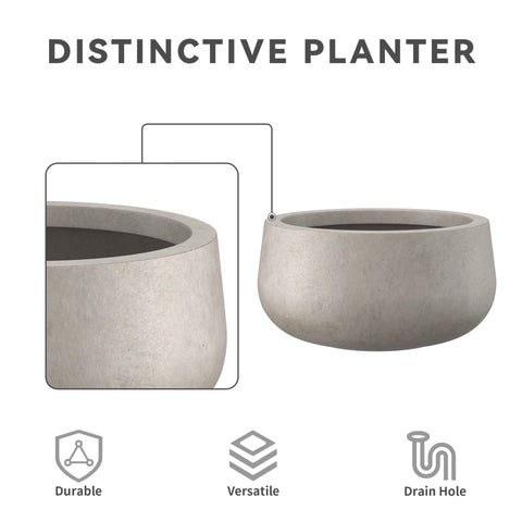 Kante concrete planter with fiber clay blend balances durability and easy relocation.