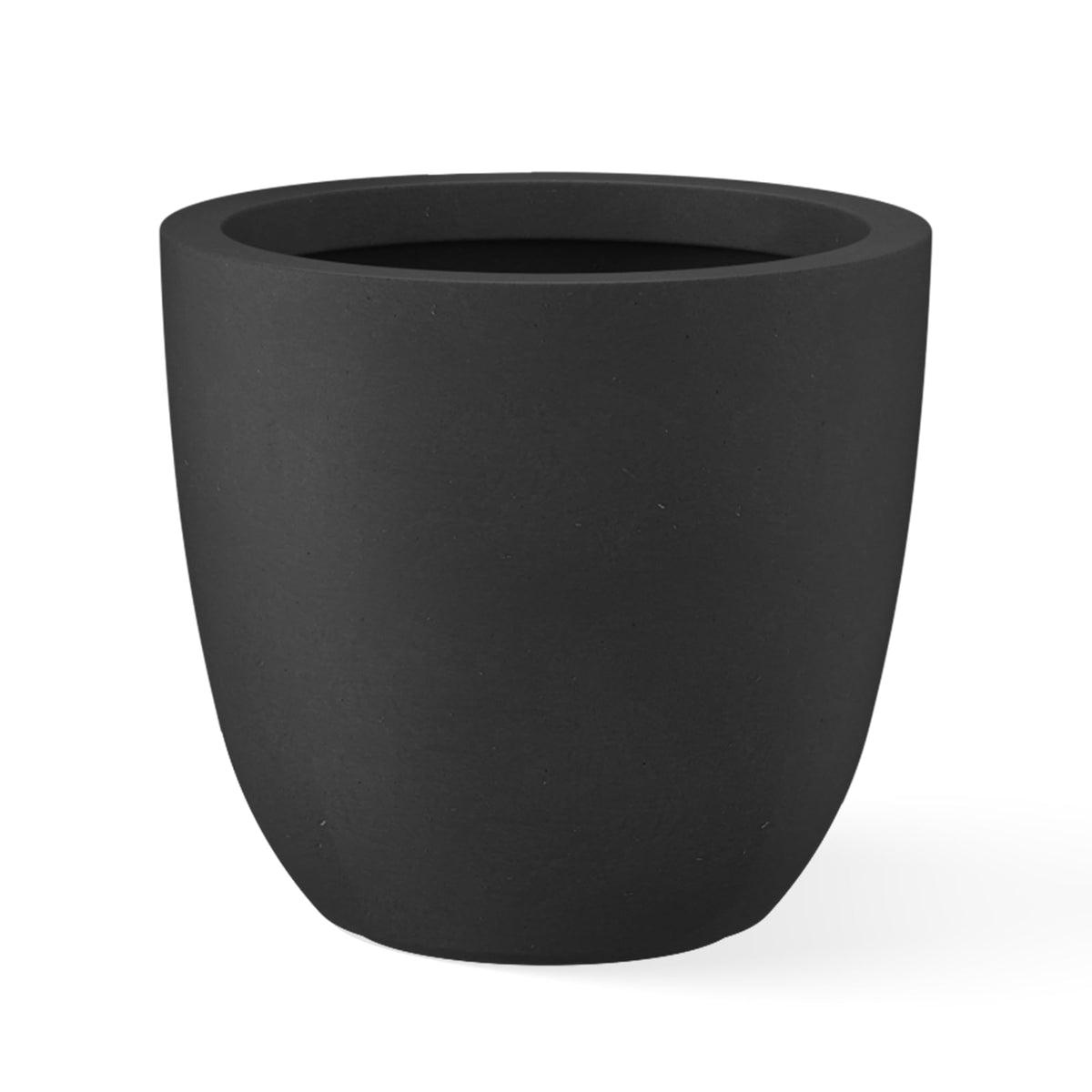Kante 18-inch round concrete planter front view highlighting modern texture and versatility.