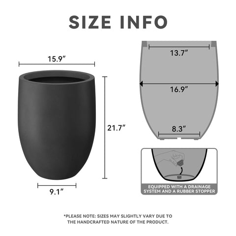Kante 21.7-inch planter in concrete finish supports lush indoor or outdoor plants.