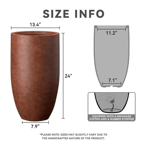 Kante 24-Inch Round Concrete Planter side view highlighting curved silhouette