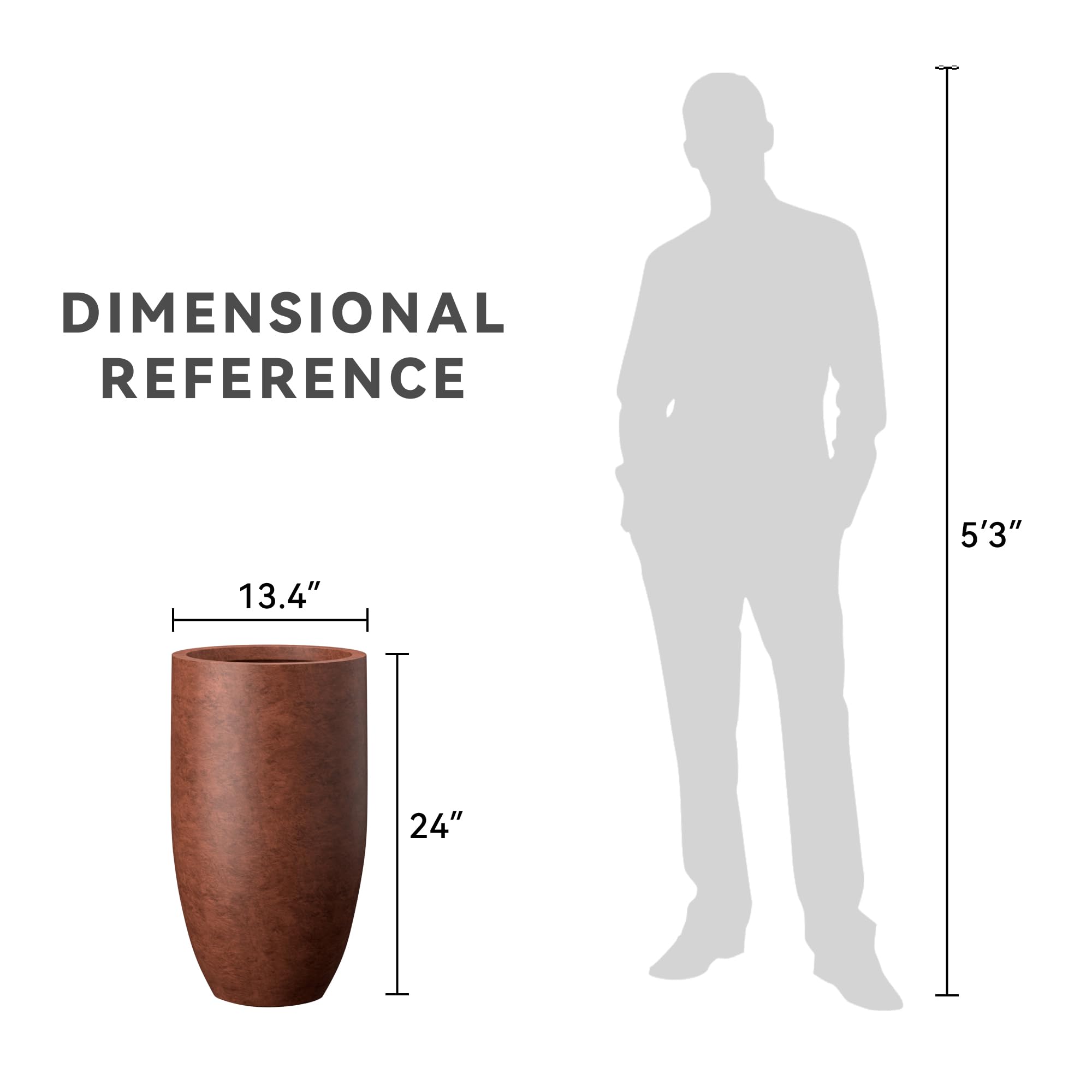 Kante 24-Inch Round Concrete Planter showing visible pores for texture