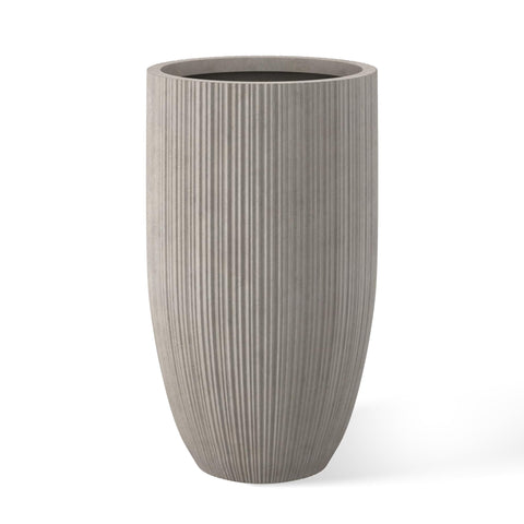 Kante 24-inch round concrete planter with textured finish for modern indoor or outdoor display.