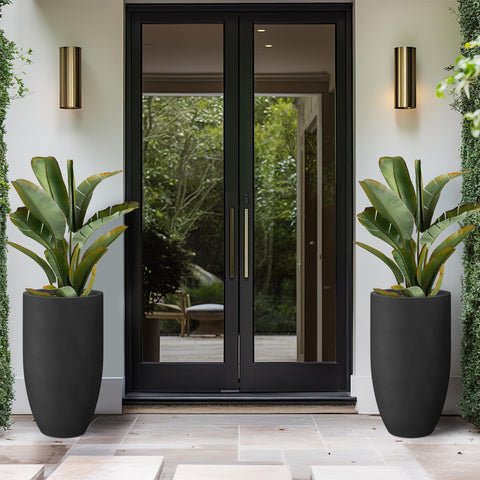 Kante black modern concrete planter enhances contemporary spaces with durable finish