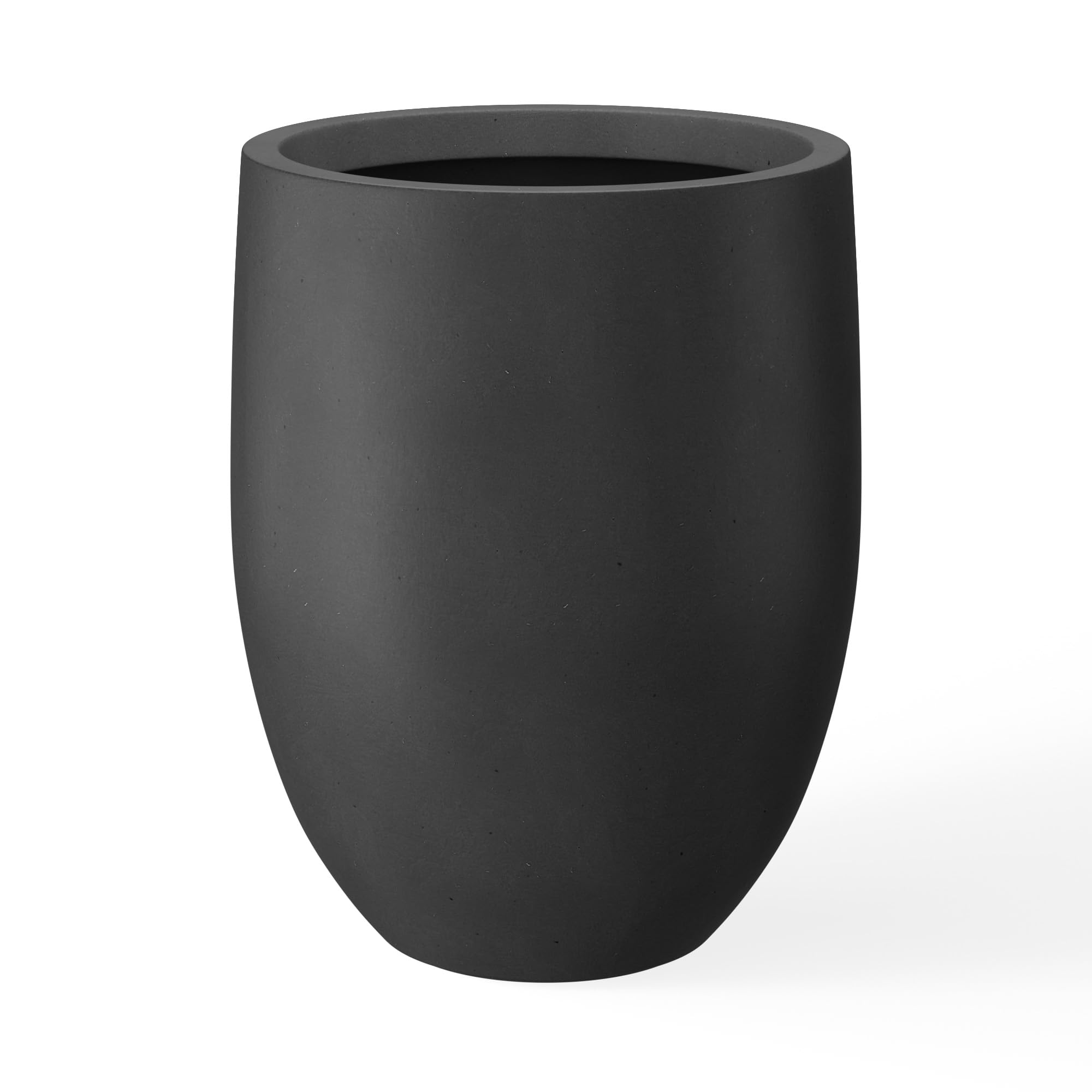 Kante burnished black tall planter with round silhouette, ideal for flexible balcony styling.