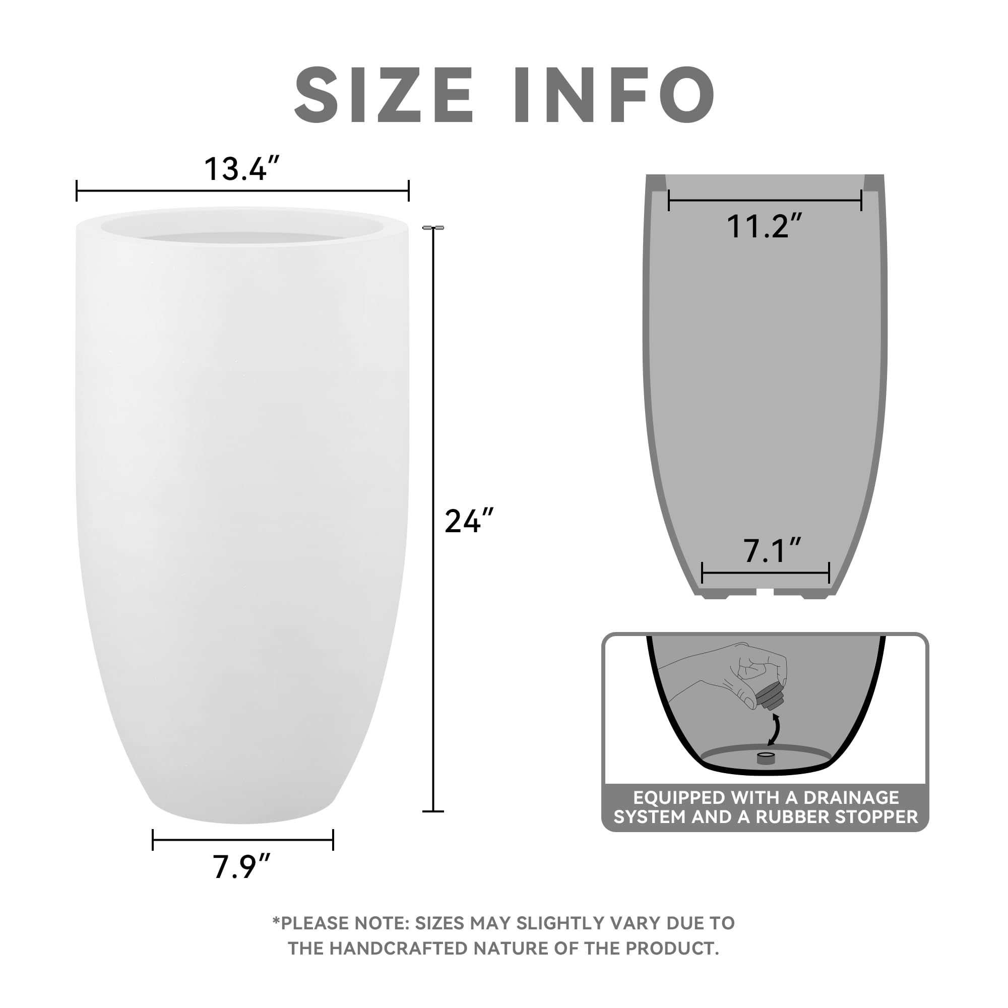 Kante large indoor-outdoor planter with white round finish for versatile patio decor.