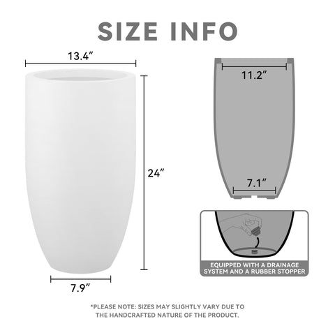 Kante large indoor-outdoor planter with white round finish for versatile patio decor.