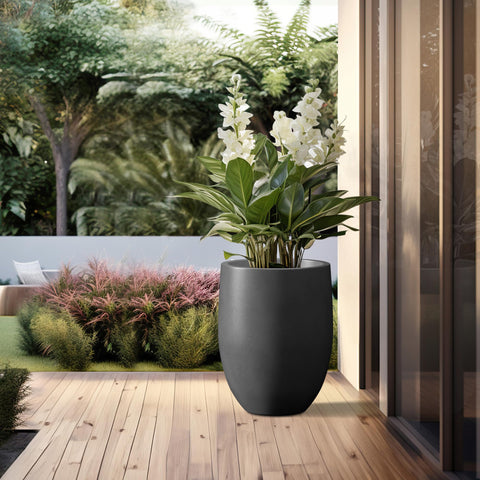 Kante lightweight concrete-fiberglass planter is easy to move yet strong.