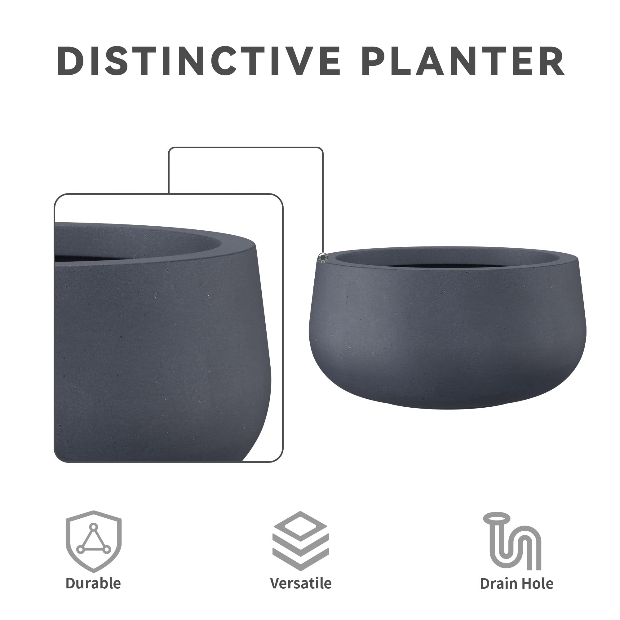 Kante curved-design planter showcases smooth finish for elegant indoor spaces.