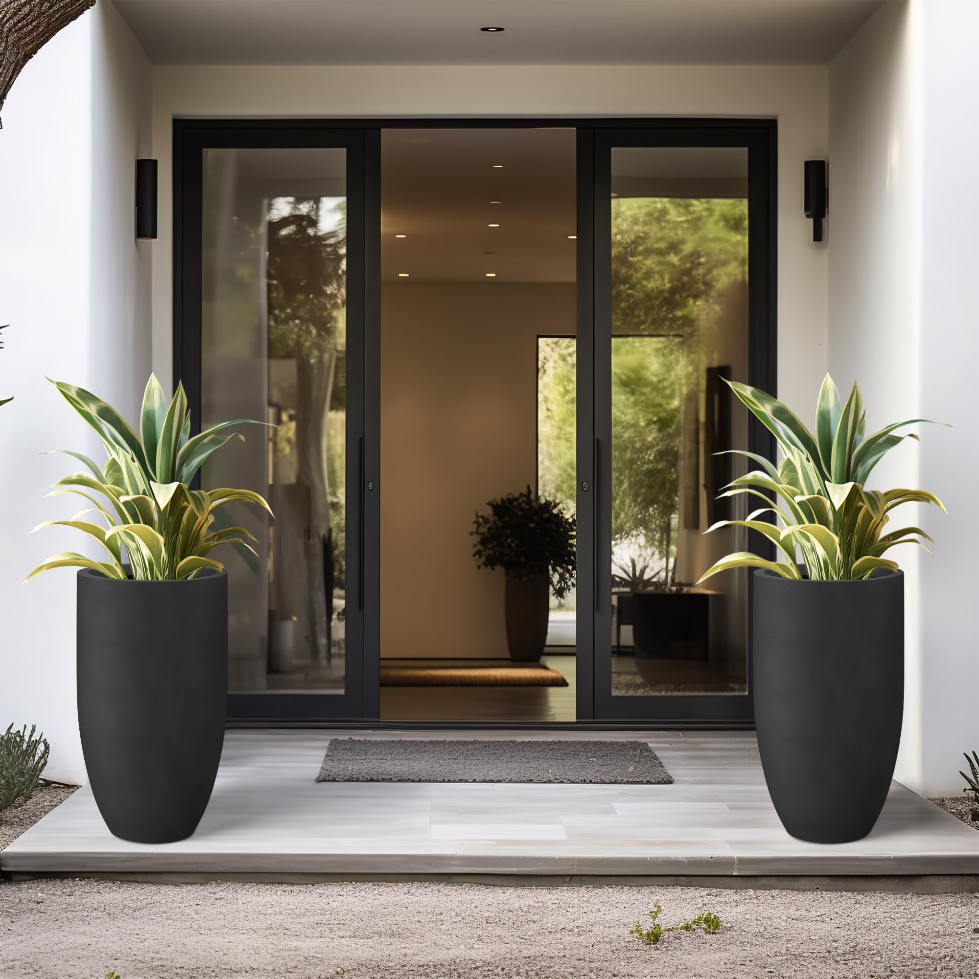 Kante planter on a patio demonstrates indoor-outdoor versatility and style