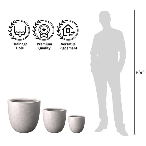 Kante round planter on porch for stylish, practical drainage