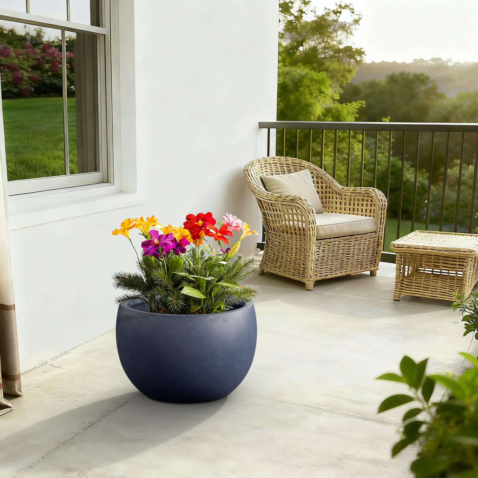 Kante smooth-finish concrete planter offers lightweight versatility.