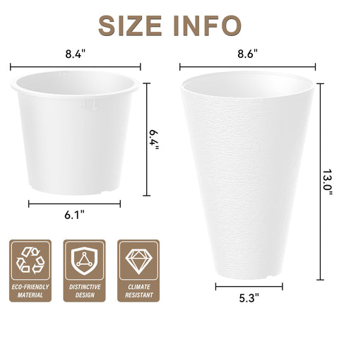 Kante 2-pack tall planter side angle highlights clean lines suitable for patios and living rooms.