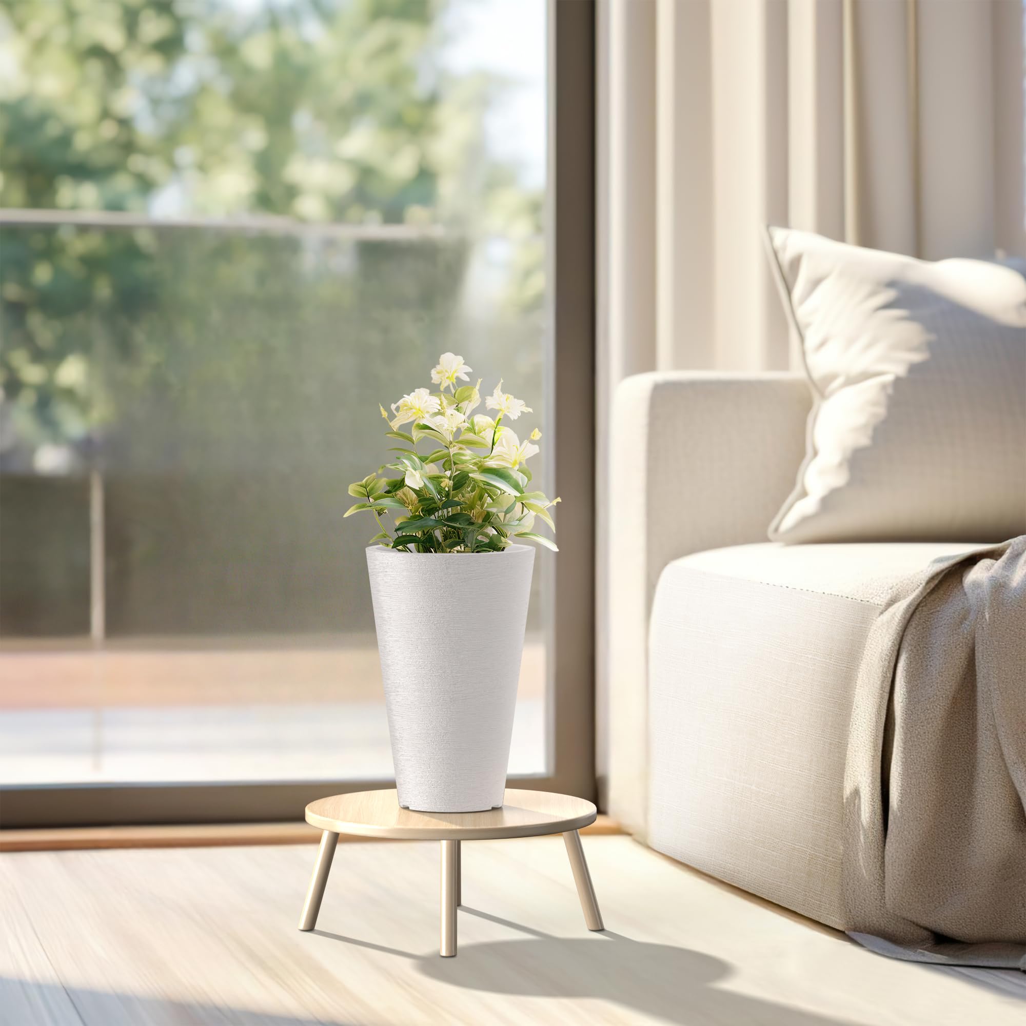 Kante textured surface 2-pack planter adds architectural charm to garden, balcony, or entryway.