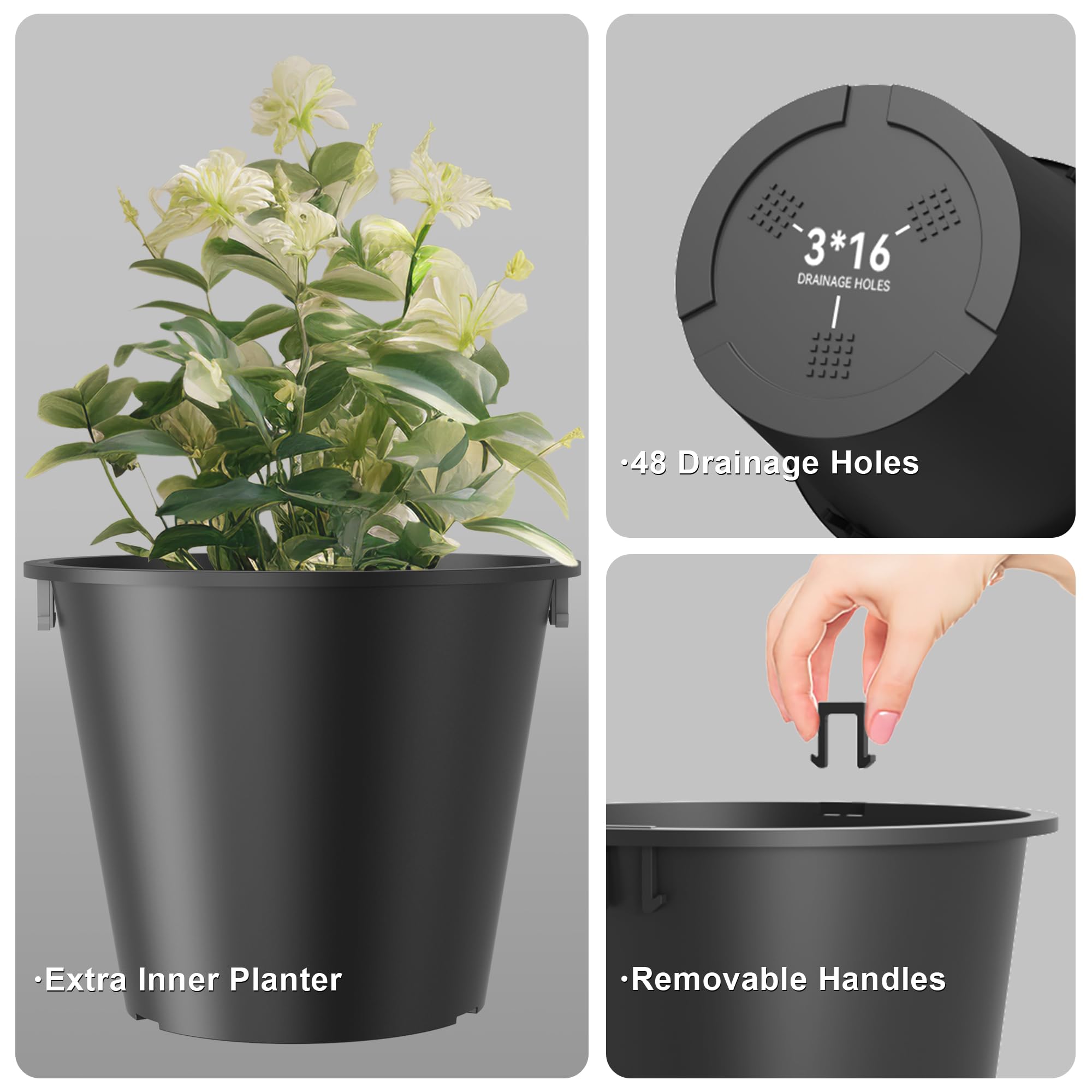 Kante tall round planter outdoor patio setup complements any exterior.