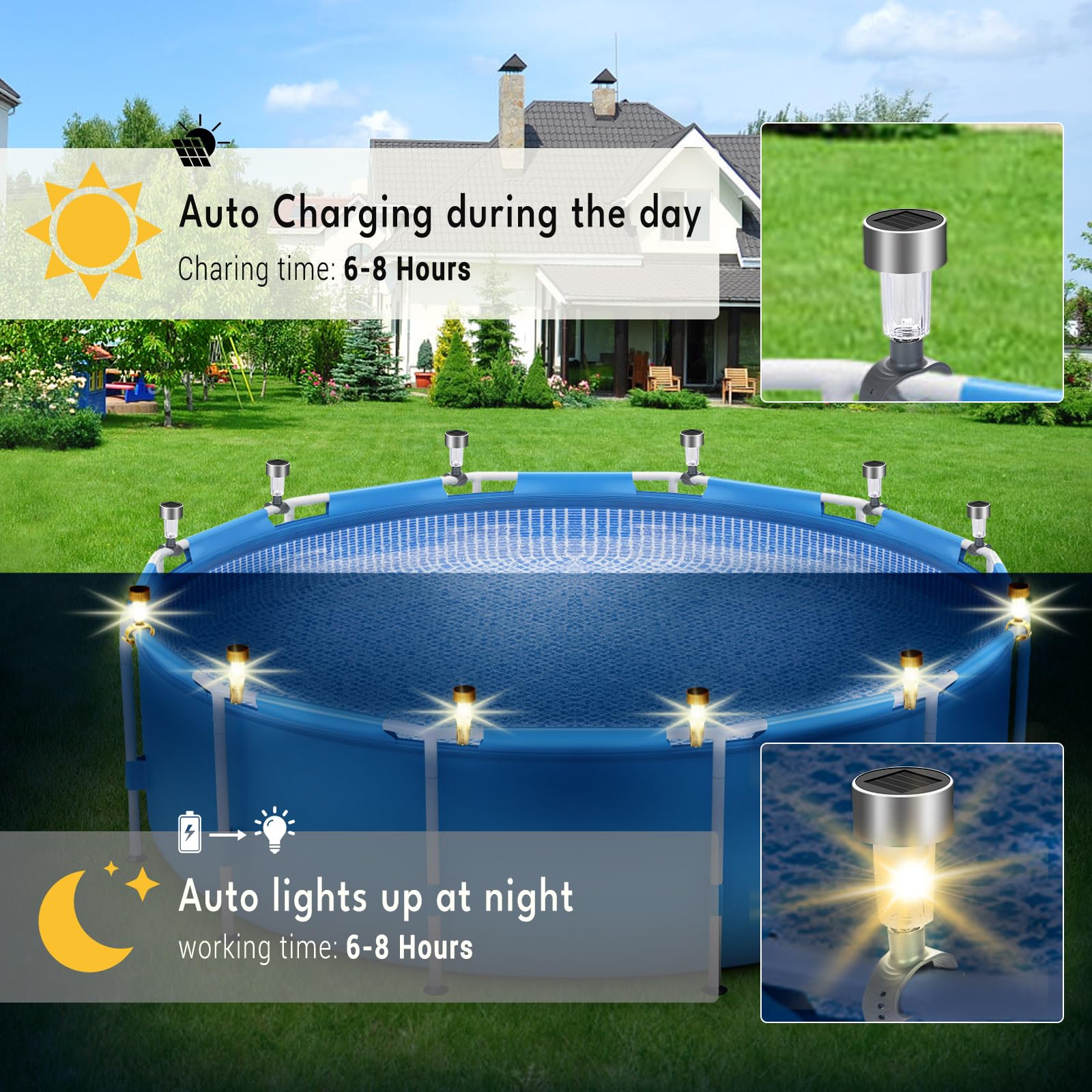 kaoer solar pool light waterproof design for outdoor use
