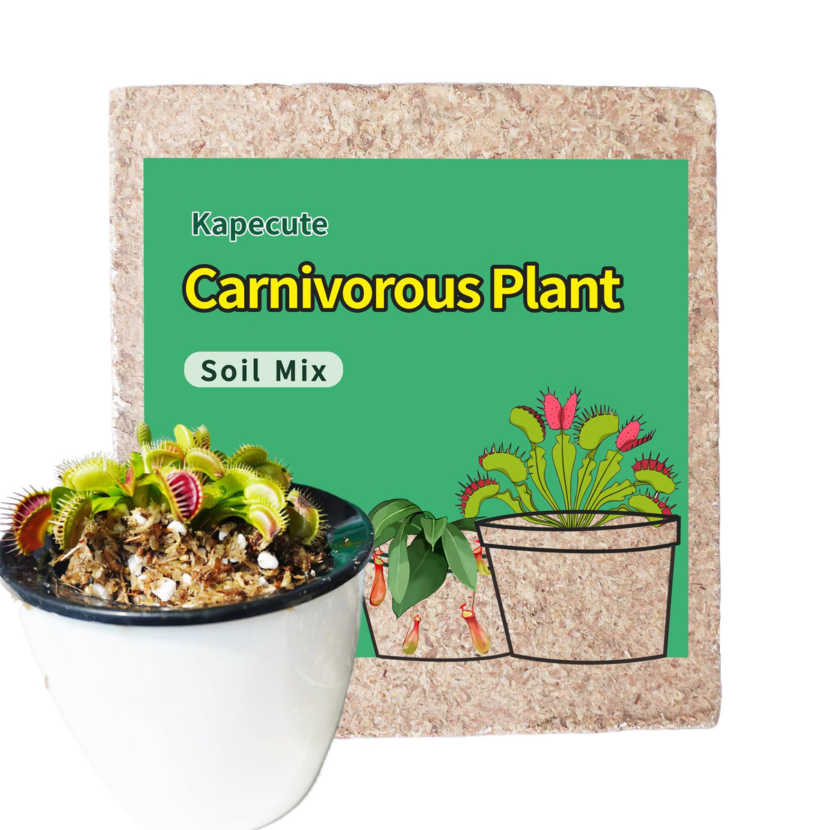 Kapecute carnivorous plant soil 2qt package ready for moist potting and easy use