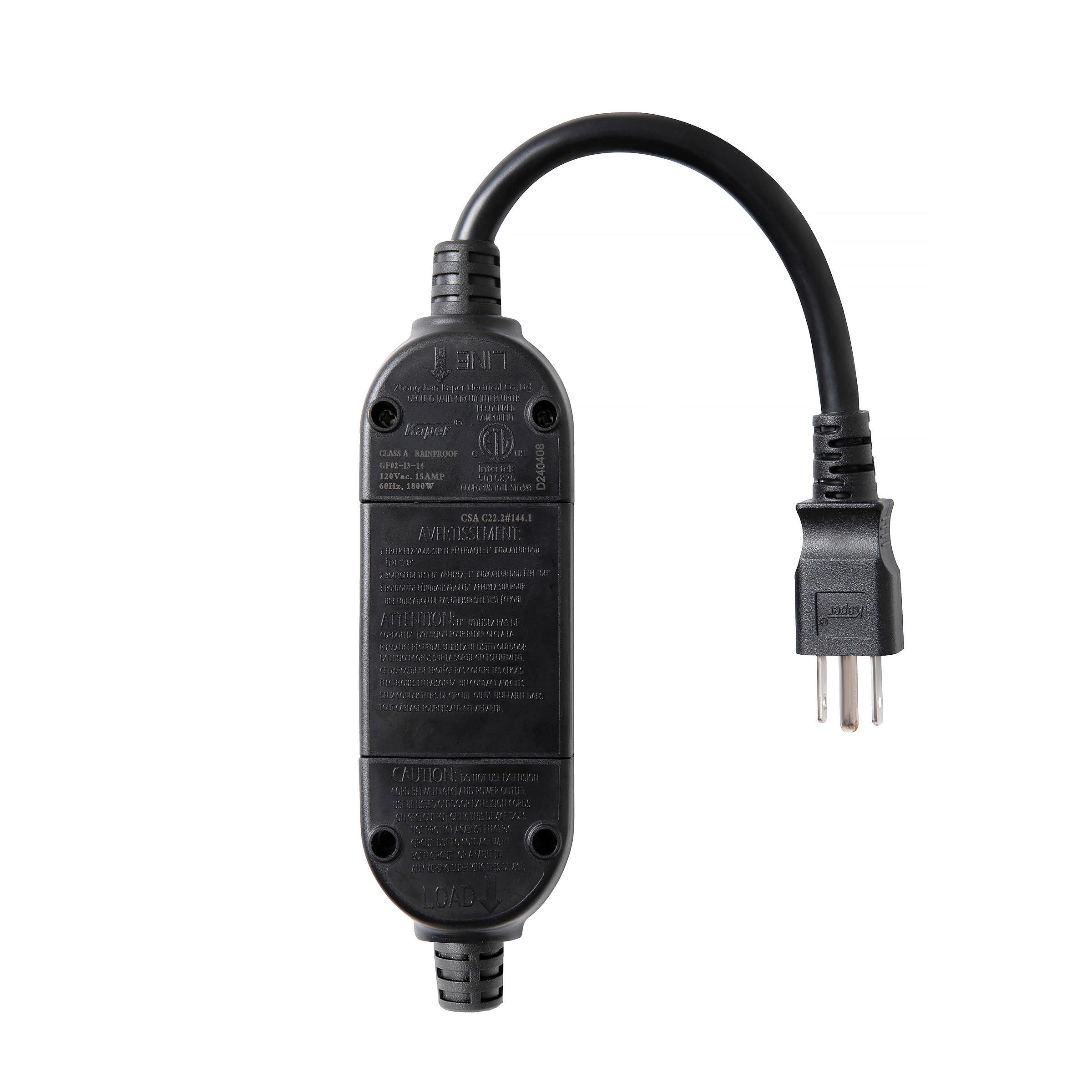 Kaper GFCI inline plug auto-reset capability for quick recovery after trips