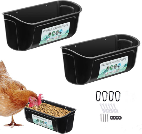Kapihi 2-pack chicken duck feeder front view showing versatile poultry feeding setup.