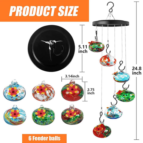 Kapihi hand-blown glass feeder with red silicone flowers attracts hummingbirds.