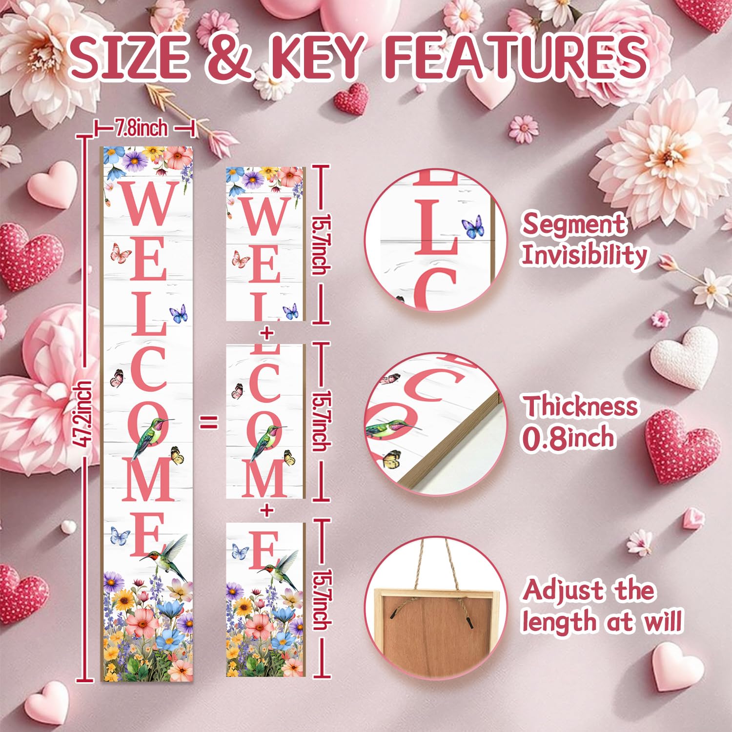 KAPLIPE floral welcome sign enhances garden patio décor year-round.
