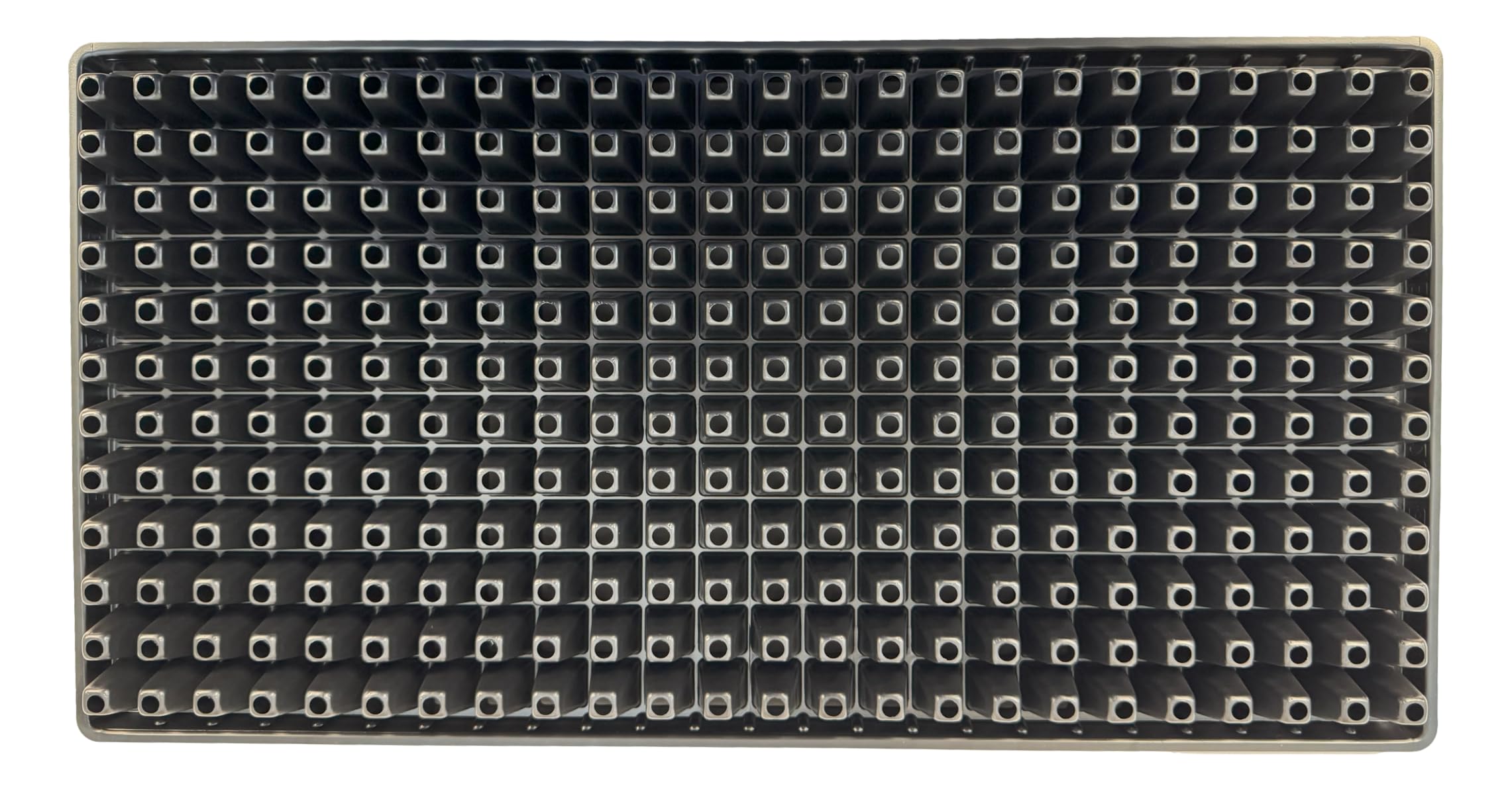 Kapok Candle Co 288-cell tray showing stackable design in a grow setup
