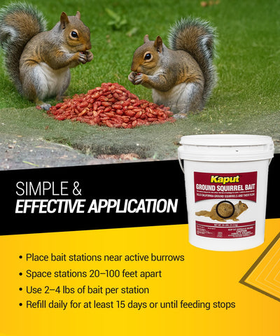 Kaput 25lb bag displayed for large outdoor pest control.
