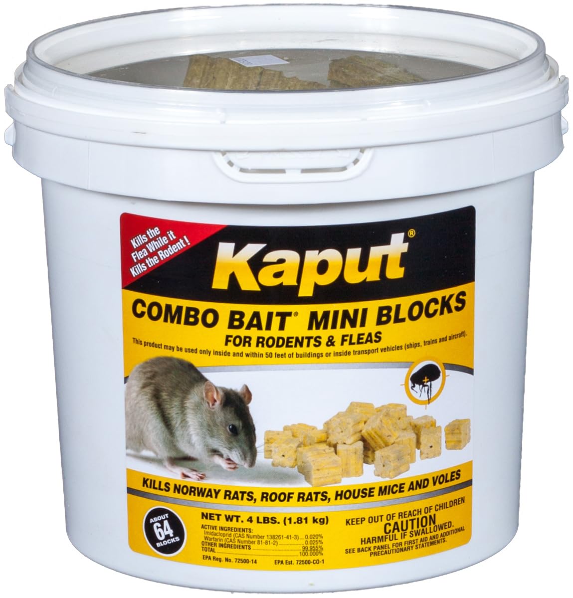 Kaput Combo Bait blocks in bucket ready for scalable rodent control