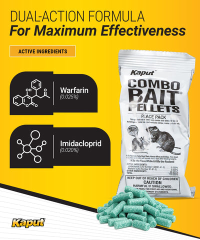 Kaput bait pellets in a station prepared for discreet rodent management.