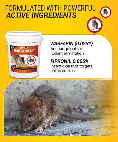 Kaput dual-action bait blocks tackle rodents and ticks in a single solution