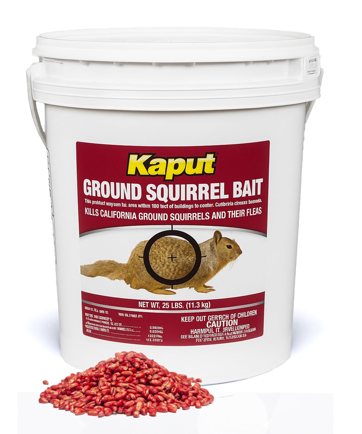 Kaput ground squirrel bait dual-action label for pest control.