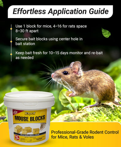 Kaput packaged-bait-blocks in sealed bucket for storage and transport
