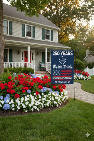 KARAVA 250th Anniversary flag on a garden stand, 12x18 inches for easy outdoor display