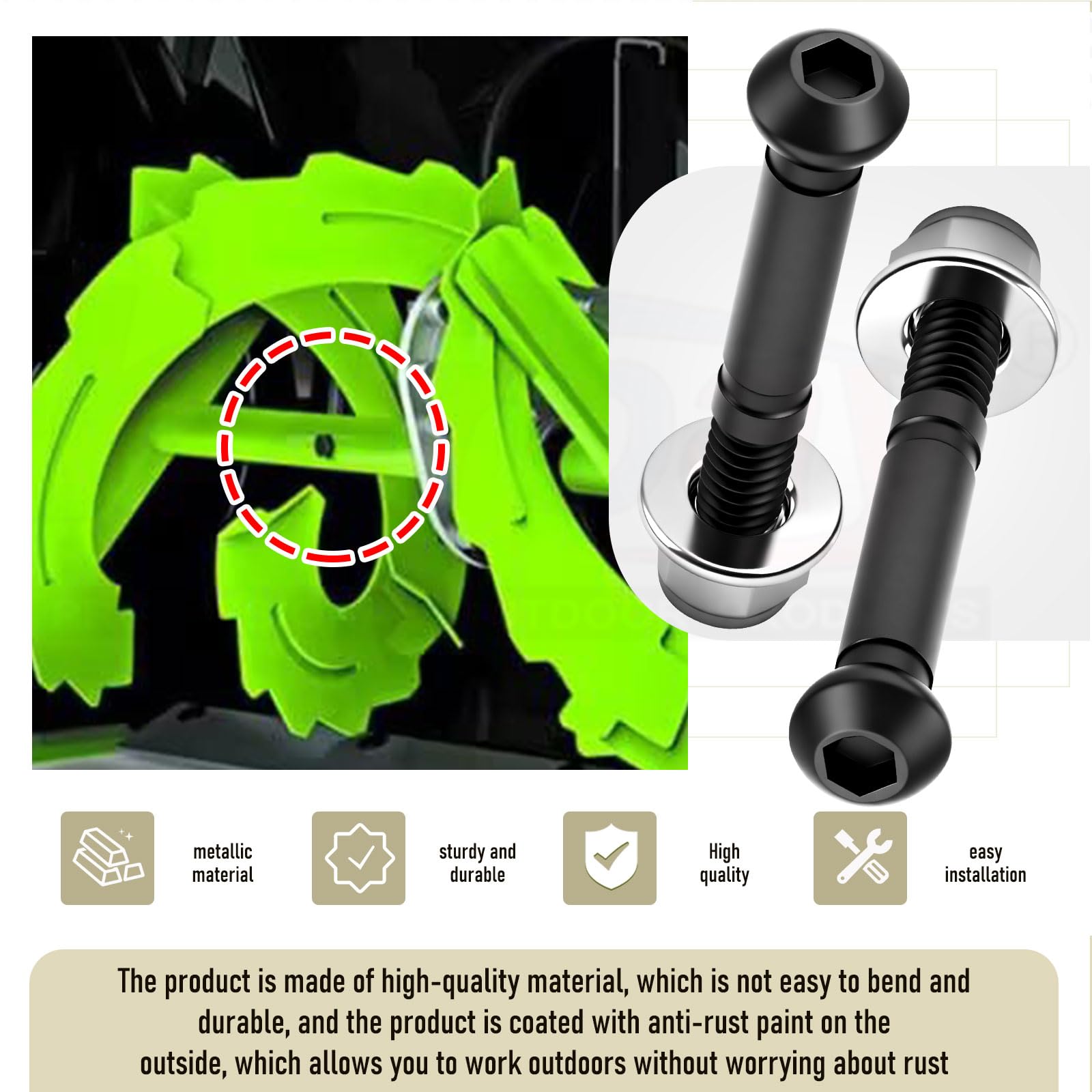 Rust-proof coated steel pins shown in Karbay ASP2400D kit for outdoor use