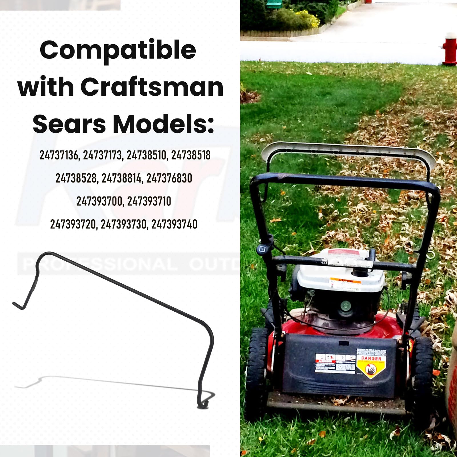 Karbay bail control bar compatibility list shows broad mower model support