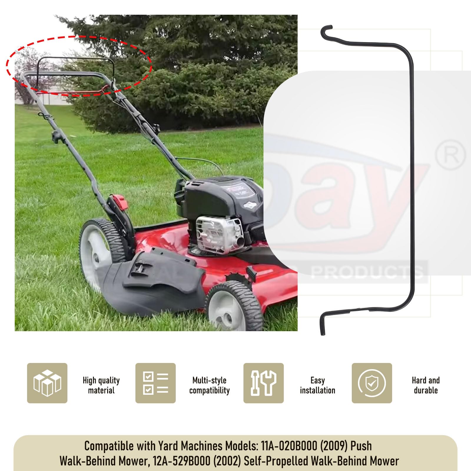 Karbay bail control bar replacement package showing easy-to-install parts