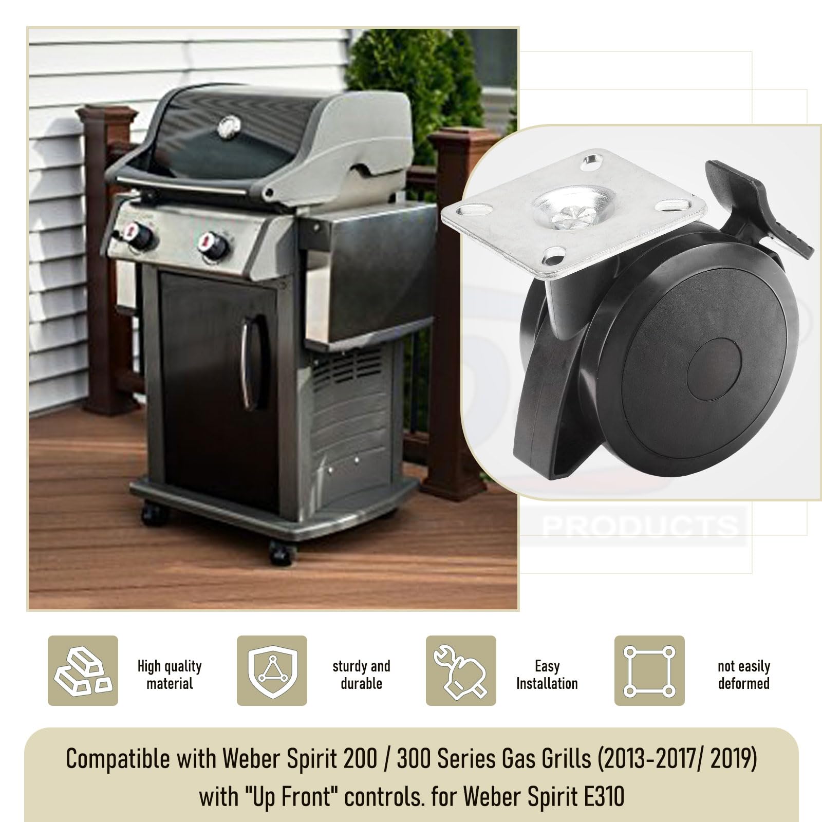 Karbay caster diameter 2-7/8-inch detail highlights size compatibility