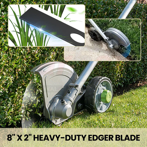 Karbay edger blades close-up shows reversible feature extending blade life