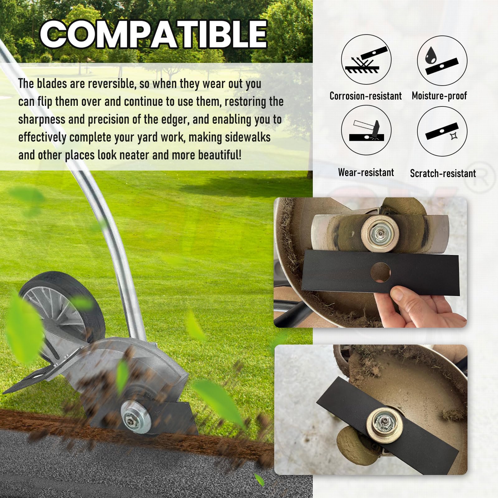 Karbay blades in action for precise edging along sidewalks