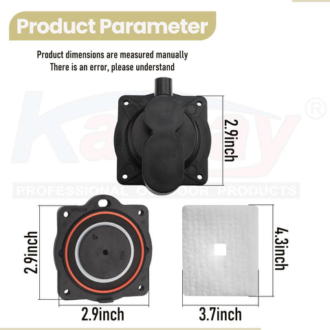 Karbay rebuild kit contents highlighted for quick diaphragm and seal replacements.
